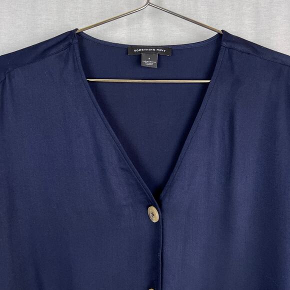 NWT Something Navy Top Bailey Blouse Classic Scandi Minimalist Chic Parisian - Picture 2 of 8
